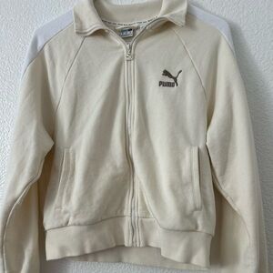 Puma Off-White Zip Hoodie with Branded Zipper Pull